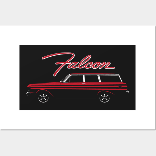 Red 65 Ford Falcon 2 Door Wagon Posters and Art